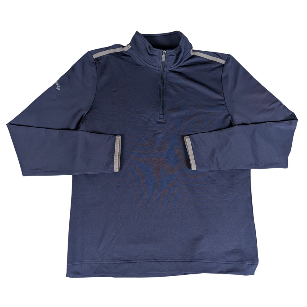 Callaway Weather Series Mens Navy Blue Quarter Zip Golf Pullover Reflective Trim